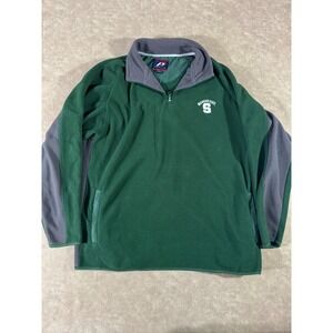 Pro Player Men Michigan State Spartans 1/4 Zip Pullover Green Grey Sweater Large